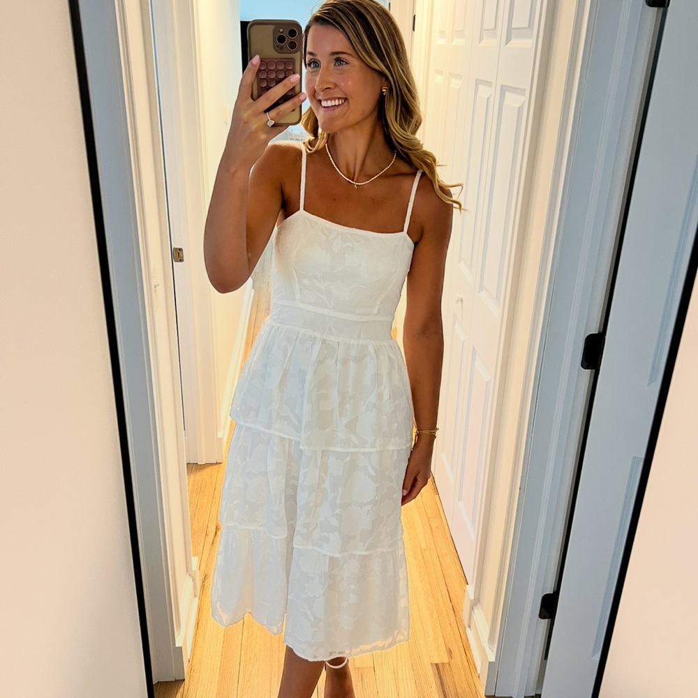 Lulu's White Tiered Midi Dress
